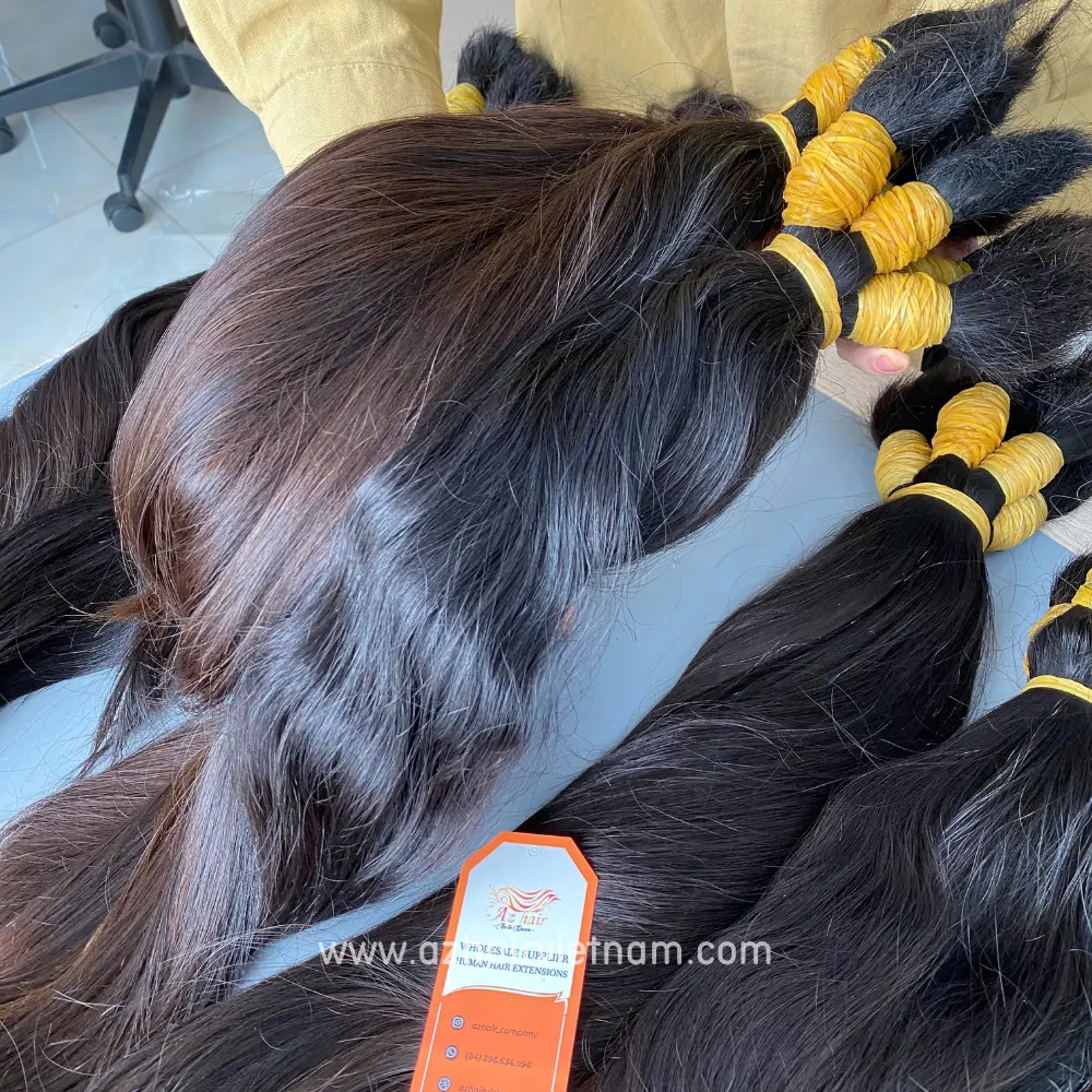 Cheveux bruts vietnamiens à cuticule alignée en vrac avec un seul donneur pour une utilisation directe ou un blanchiment de couleur claire