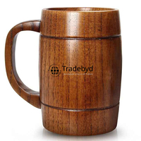 Taza de Madera Esencial para Camping, Estilo Clásico, Duradera, Reutilizable, Ecológica, con Asa Integrada, Regalo Empresarial, para Comida