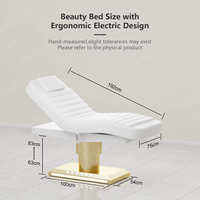 Table de massage électrique de luxe en or blanc pour spa médical, salon de beauté, soins esthétiques, lit de beauté pour esthéticienne et extensions de cils