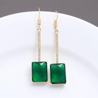 Boucles d'oreilles pendantes en quartz émeraude vert, plaquées or, argent sterling 925, coupe émeraude, cadeau chrétien, femme, mariage, fête