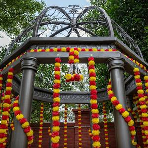 Marigold Tuberose colgante cadena guirnalda escenario o aniversario telón de fondo decorativo colgante de pared para uso doméstico - Product Image 5