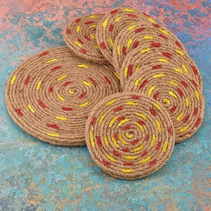 Juego de manteles individuales y posavasos de cuerda de yute artesanal de color personalizado para decoración de mesa de comedor de granja a un precio razonable - Product Image 5