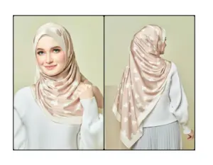 High Quality Luxury Fashion Soft Silk Caramel Brown Color Printed Women Scarf Hijab Supplier Manufacturer