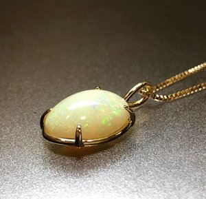 Simuler Opale Charm Argent Sterling 925 Plaqué Or 18k Design Minimaliste Femmes Bijoux en Argent Pendentif Charme Direct Usine - Product Image 4