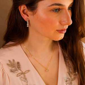 18K Gold Plated 925 Sterling <b>Silver</b> <b>Drop</b> <b>Earrings</b> Multi Brilliant Cut Moissanite Gemstone Claw Setting Dainty Fine Jewelry - Product Image 3