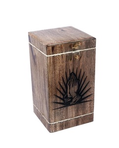 Hardwood Cremation <b>Urns</b> for Human Ashes Adult <b>Large</b> - Wooden Burial <b>Urn</b> for Columbarium - (Praying Hand 250 Cubic Inches - MW) - Product Image 6