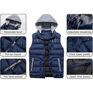 Chaqueta acolchada de nailon informal para hombre, chaleco transpirable de alta calidad con capucha y cremallera, ropa exterior de invierno, servicio OEM disponible - Product Image 2