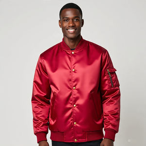 Bombardier patchs brodés personnalisés Veste en satin Bomber légère pour hommes Manteau universitaire pour hommes Blousons bombardier en satin pour hommes - Product Image 4