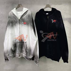 Sudadera con Capucha para Hombre, Estilo Desgastado, con Doble Cremallera, Lavado Ácido, Unisex - Product Image 6