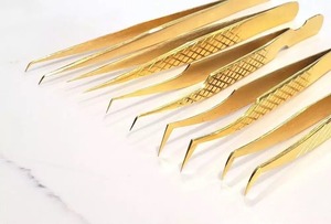 Pincettes à cils en acier inoxydable de couleur or Rose et argent, vente en gros - Product Image 3