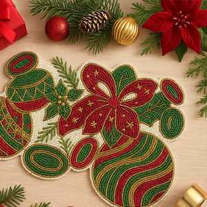<b>Beaded</b> <b>Placemat</b> Handmade Charger Luxury Dining Holiday Decor Unique Piece Non-Slip Durable Housewarming - Product Image 4
