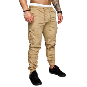 Breathable Canvas Drawstring Anti-Wrinkle Anti-Pilling Casual Cargo Pants <b>for</b> <b>Men</b> Plain Dyed Lightweight Running <b>Trousers</b> OEM - Product Image 1