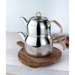 Set di teiera in acciaio Acar 315 Armin Family Size-Gold