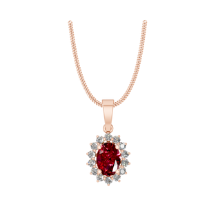 Collier pendentif Halo en diamant de laboratoire de luxe en or massif 14K taille ovale breloque personnalisée bijoux fins pour femmes certifiés IGI - Product Image 1