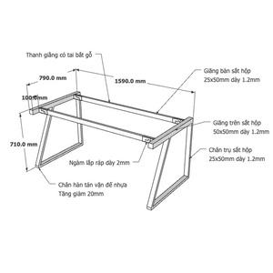 Trapez II Concept 160x80cm Steel Table Legs Industrial Design Style Assembly Required-HCTH007 - Product Image 4