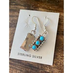 Esther White Turquoise & Sterling <b>Silver</b> Drop <b>Earrings</b> Elegant Dangle Design for Gift Occasions - Product Image 5
