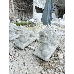 Statue d'animal blanc sculpté à la main surface polie pierre monolithique naturelle Vietnam moderne durable extérieur 1 an de garantie Statue - Product Image 1