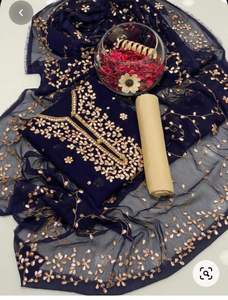 Broderie de fils complexes, travail Gota, matière acrylique, salwar kameez pour femmes, élégant, nouvelle saison, tenue de soirée, imprimé en relief en caoutchouc - Product Image 5