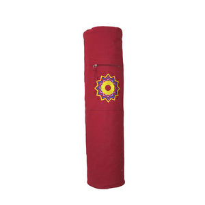 Sac de tapis de yoga portable à cordon de serrage personnalisable en coton bordeaux de meilleure qualité avec broderie Chakra Nouvelle collection - Product Image 5