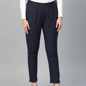 Pantalones Casuales de Algodón para Mujer, Corte Regular, Color Azul, Cómodos para Uso Diario, Ideales para Oficina y Viajes - Product Image 1