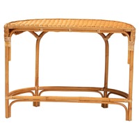 Table Console de luxe moderne et élégante en rotin tissé Design incurvé personnalisable pour l'extérieur, salon, entrée, couloir, décor
