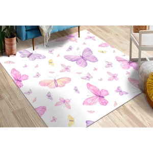 Alfombra con diseño de mariposas, alfombra moderna, alfombra con estampado animal, alfombra pequeña, alfombra delgada, alfombra de chenilla - Product Image 2