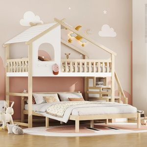 Lits pour enfants 90 x 200 cm avec échelle de rangement, <span class=keywords><strong>lit</strong></span> superposé et barrière de sécurité, dotés d'un design à plancher bas - Product Image 3