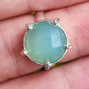 Navya <b>Craft</b> Handmade 925 Sterling Silver <b>Ring</b> Boho Style Chalcedony Customizable March Birthstone for US Customers - Product Image 2