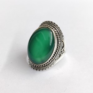 แหวนนิลสีเขียวเนปาล แหวนเงินแท้ 925 แหวนแฮนด์เมด - Product Image 1