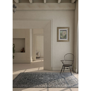 พรมไหมพรมถักมือ Mythos สีเทาและดำ ลายเหรียญตรา ทอแบบเรียบและสไตล์คิลิม สำหรับบ้านหรือทางเดิน-Tra-13528 - Product Image 5