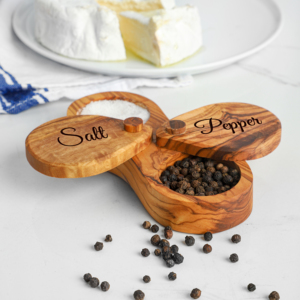 Premium Eco-Friendly Olive Wood <b>Herb</b> Spice Storage <b>Box</b> Handcrafted Dual Spice Hinged Lids Salt Pepper Organiser Tools ArtisRaw - Product Image 2