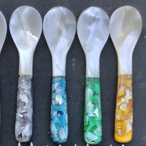 Muỗng vỏ sò đánh bóng, làm từ xà cừ tự nhiên, dụng cụ ăn uống thân thiện với môi trường và phụ kiện ẩm thực - Product Image 1