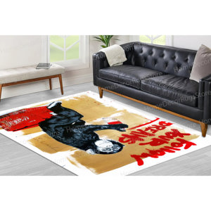 Street <b>Rugs</b> Printed <b>Rug</b>: Cute Banksy Monkey Graffiti Design,<b>Chenille</b> <b>Rug</b> - Product Image 5