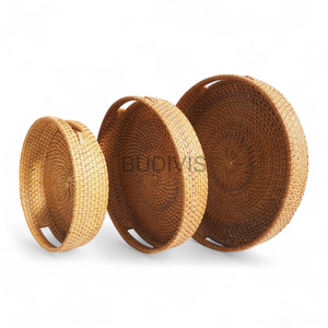 Venta al por mayor de bandeja versátil de ratán natural esencial para servir bebidas y aperitivos - Product Image 4