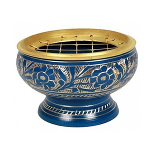 Brûleur de bakhoor en métal sculpté durable toutes saisons Brûleur d'encens décoratif en laiton argenté poli et brillant - Product Image 6