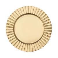 Assiette de présentation ronde dorée moderne avec motif texturé, décoration de table de mariage de luxe, assiettes de présentation en métal réutilisables