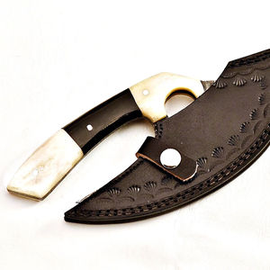 Cuchillo Ulu Hecho a Mano con Hoja de Acero de Damasco, Resistente para Cortes Pesados, Picado Rápido, Estilo Industrial para Diestros, Apto para Lavavajillas - Product Image 5