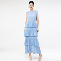 Robe de soirée pour femme de haute qualité, design tendance, été, volants, sans manches, couleur unie