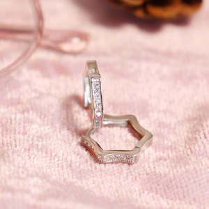 NOVAMART Fine Zarkan Single Line Star Silver <b>Crystal</b> <b>Earrings</b> Minimalistic Style Wholesale Export - Product Image 1