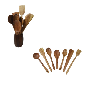 Vente d'usine Ensemble de couverts en bois pour le dîner, le dessert, le petit-déjeuner, le déjeuner, logo personnalisé, couverts 7 pièces, ensemble de cuillères en bois pour manger - Product Image 2