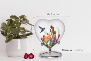 Urne souvenir en forme de cœur de colibri-Mini urne de crémation en forme de cœur avec support et boîte premium-Petite urne souvenir-Honore votre bien-aimé - Product Image 6