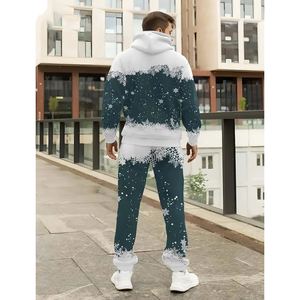 Sweat à capuche et jogging à manches longues avec poche kangourou pour hommes, vêtements de sport coupe régulière, survêtements en coton confortables, 2 pièces - Product Image 2