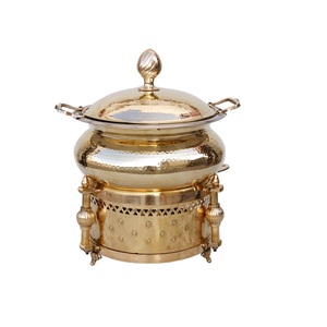 Cazuela de latón para Decoración de mesa, olla para servir, plato de frotamiento de Metal pulido brillante, calentador de alimentos de peso pesado, ollas, comida de cocina - Product Image 5