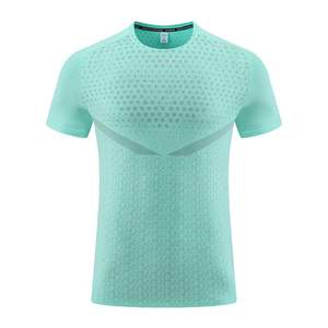 เสื้อยืดออกกำลังกายผู้ชาย แห้งเร็ว ระบายอากาศดี สไตล์วินเทจ แขนปกติ ผ้าโพลีเอสเตอร์ผสมคอตตอน ถักลายพิมพ์ - Product Image 2