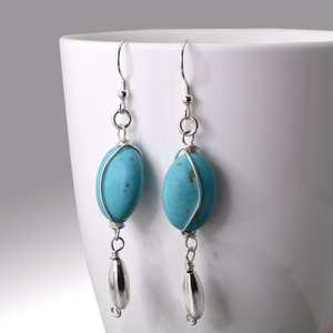 Handcrafted Kingman Turquoise Gemstone Drop Earrings 925 <b>Sterling</b> <b>Silver</b> <b>Wire</b> Design Boho Jewelry Trendy Party Gift Women - Product Image 5