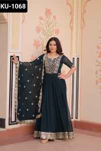 Estilo indio y pakistaní Faux Blooming con bordado Zari Lentejuelas Trabajo Anarkali Listo para usar Anarkali Vestidos para mujer Traje - Product Image 6