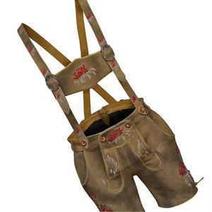 กางเกงหนังสไตล์บาวาเรียนสำหรับผู้หญิง ตกแต่งด้วยกระดุมปักลาย เอวกลาง ฤดูใบไม้ผลิ แห้งเร็ว ระบายอากาศได้ดี ความยาวระดับเข่า - Product Image 4