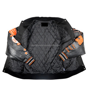 แจ็คเก็ตวาร์ซิตี้แบบยูนิเซ็กซ์ รุ่นใหม่ล่าสุด ผ้าขนสัตว์หนานุ่ม คอตั้ง แต่งผ้าเชนิลล์ปะติดปะต่อ พร้อมงานปักลายศิลปะโลโก้ด้านหน้าตามสั่ง - Product Image 3