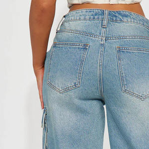 Trendy Fashionable Stylish Blue Color Cotton Acid Washed Denim <b>Cargo</b> <b>Shorts</b> for <b>Women's</b> Custom Multi Pocket Stylish Denim <b>Shorts</b> - Product Image 6