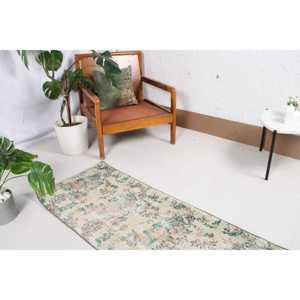 Alfombra Turca Vintage Pequeña de 1.9x4.8 pies, Alfombra Azul del Suroeste de Estados Unidos de Lana - Product Image 3